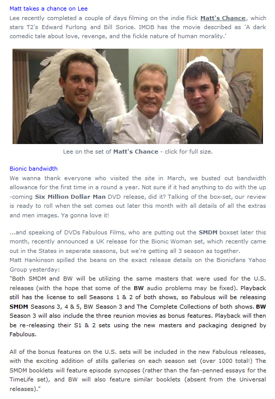 Lee Majors blog mentions Bill Sorice